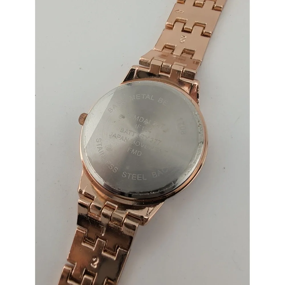 Women's Rose Gold Quartz Watch 38mm Case Crystal Bezel 7.25